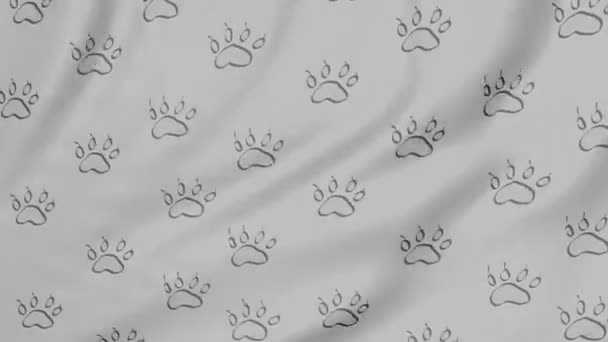Cloth Paw Prints Background Movement Tissue Wind — Stock Video