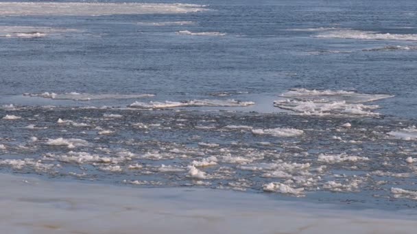 Ledový Závěj Řece Severní Relaxace Ledové Krajiny Plovoucí Vodě — Stock video