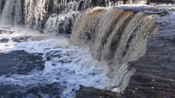 Vista Cascada Flujo Paisaje Arroyos Salvajes Agua Que Cae — Vídeo de stock