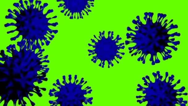 Coronavirus Een Groene Achtergrond Gevaarlijke Cellulaire Infectieuze Virus Covid — Stockvideo