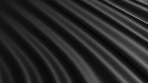 Schwarzer Stoff Schwarzer Hintergrund Bewegung Glatte Materiewellen Wehen Vom Wind — Stockvideo