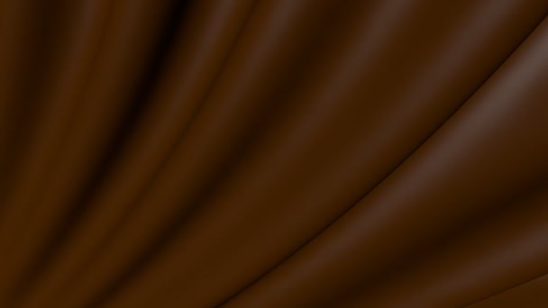 巧克力褐色波浪丝坚实的背景面料为背景 帆布在风中飘扬 缎子动画的质感天衣无缝 — 图库视频影像