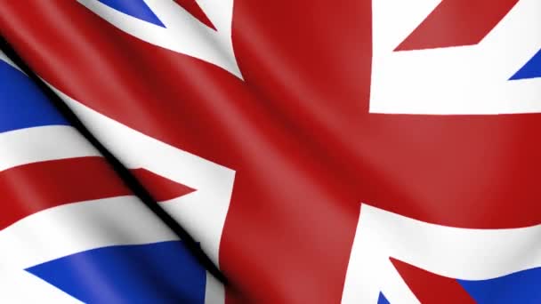 Fundo Bandeira Grã Bretanha Movimento Tecido Com Símbolo País Reino — Vídeo de Stock