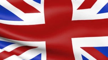 Büyük Britanya bayrağının arka planı. İngiltere sembollü kumaşın hareketi.
