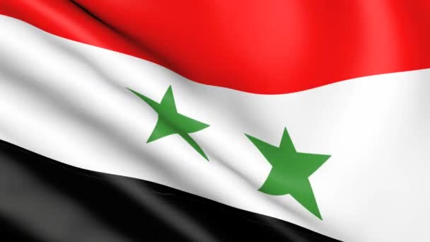 Syriens Animationsflagga Tygrörelsen Upprepas Vinden Landets Nationella Symboler Bakgrundsströmmande Tyg — Stockvideo