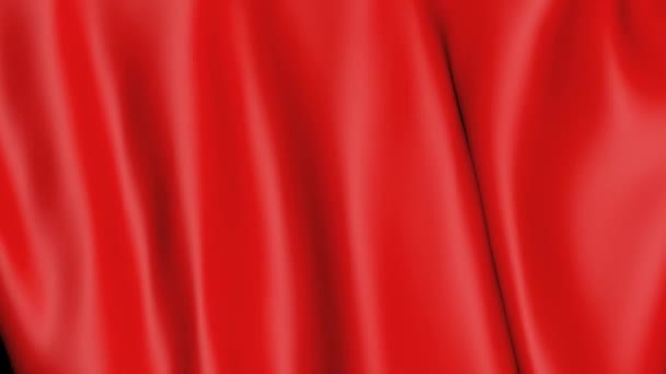 Paño Rojo Escarlata Animado Revoloteando Viento Las Olas Pintan Movimiento — Vídeo de stock