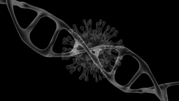 3D的Dna和Covid病毒细胞头孢病毒和基因螺旋体 — 图库视频影像
