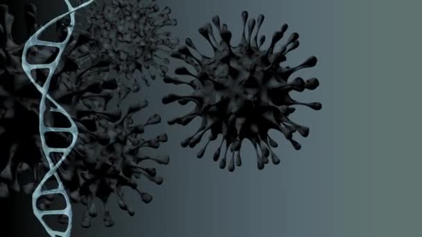 3D的Dna和Covid病毒细胞头孢病毒和基因螺旋体 — 图库视频影像