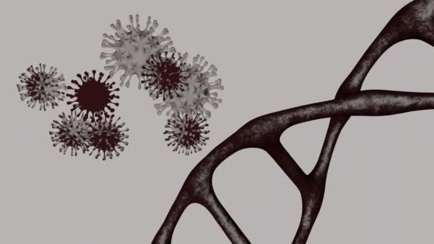 Dna Och Covid Virus Cell Coronavirus Och Den Genetiska Spiralen — Stockvideo