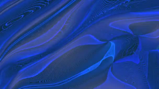 在波浪的混沌运动中闪烁的抽象物质 背景是正面的蓝色线 — 图库视频影像