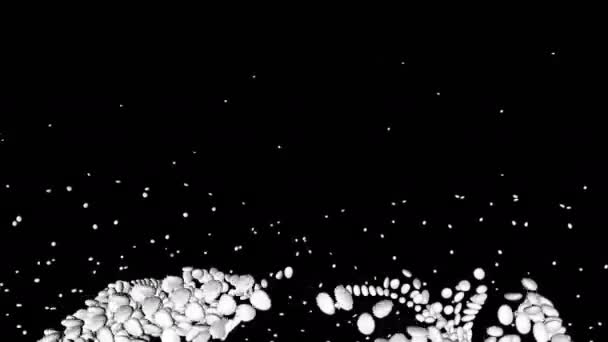 Surrealistiska Bakgrundspastiller För Substratet Abstrakt Rörelse Tablettpartiklar Svart Bakgrund — Stockvideo