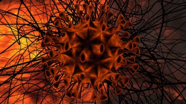 Coronavirus Ncov-19 arka planda 3 boyutlu olarak izole edildi. Zatürreeye neden olan tehlikeli bir patojenik Covid virüsü..