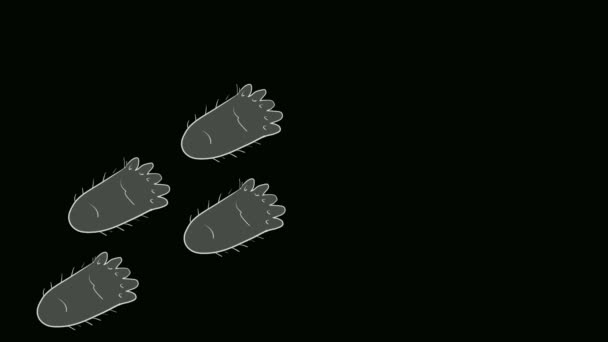Voetafdrukken Van Een Lopend Bigfoot Frame Sasquatch Stappen Zijn Komisch — Stockvideo