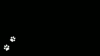 Arka planda hayvan pençesi izleri. Yürüyen hayvan ayak izleri Çizgi film komik patileri.