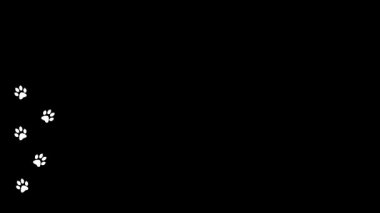 Arka planda hayvan pençesi izleri. Yürüyen hayvan ayak izleri Çizgi film komik patileri.