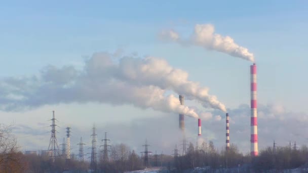 Vapor Las Tuberías Una Refinería Petróleo Contaminación Destrucción Ecología Naturaleza — Vídeo de stock