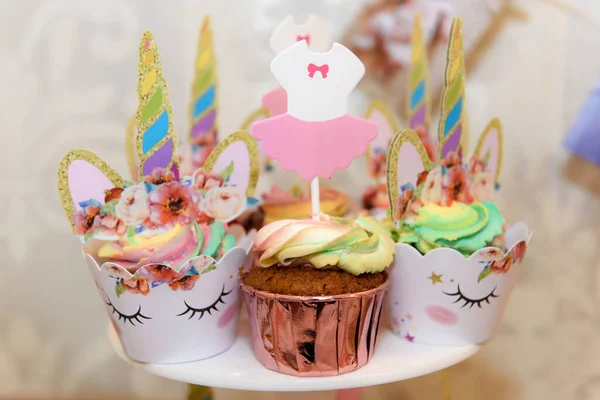 Bolo Aniversário Para Crianças Doce Divertido Feriado — Fotografia de Stock