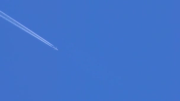Russische Kampfflugzeuge Überschallflug Armeeflugzeug Mit Hoher Geschwindigkeit Blauen Himmel — Stockvideo