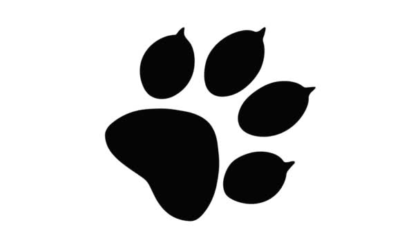 Black Rotation Animal Paw Print Abstract Background Swirling Paw Track — Stock Video