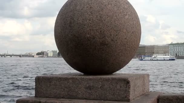 Sphères Granit Sur Flèche Île Vassilievski Saint Pétersbourg Des Balles — Video