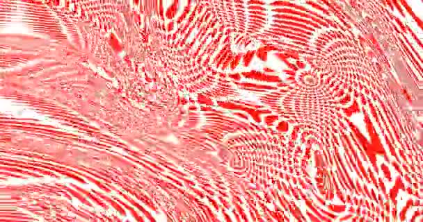 迷幻催眠运动背景 红色和白色元素的明亮运动 — 图库视频影像