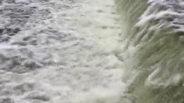 Wasserfall Fällt Unter Der Brücke Kaskaden Auf Betonvorsprüngen Ein Blick — Stockvideo