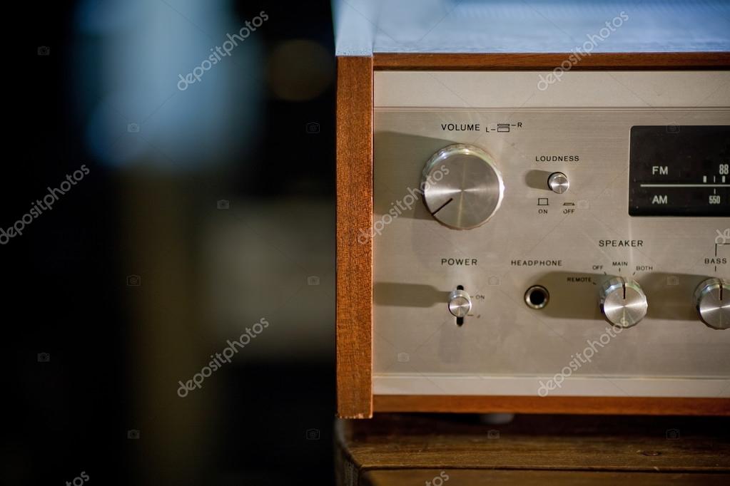 Vintage Stereo Receiver In Wooden Cabinet Stock Photo C Kozahok