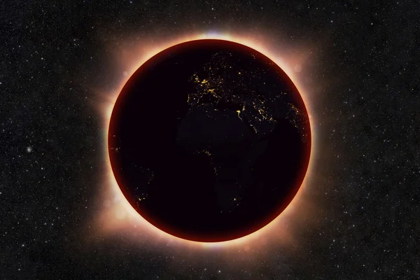 El eclipse solar del planeta tierra — Foto de Stock