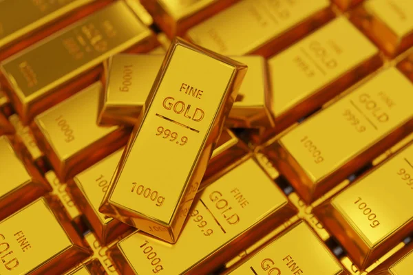 Profesyonel saf altın külçeleri vuruşu, 1000g ağırlığında. Uzun vadeli yatırım, servet yönetimi ve varlık korumasının sembolü. Finansal planlama, borsa ve emeklilik tasarrufu için ideal.