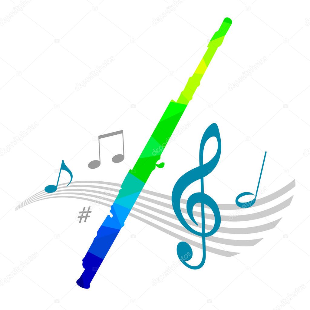 Music graphic with flute in vector quality.