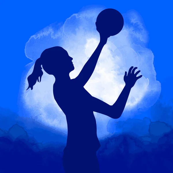 Gráfico Deportivo Voleibol Con Fondo Acuarela — Vector de stock