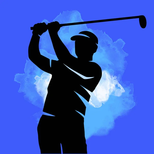 水彩画の背景を持つゴルフスポーツグラフィック — ストックベクタ