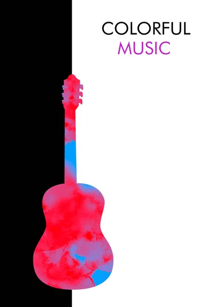 Gráfico Musical Con Guitarra Calidad Vectorial — Vector de stock
