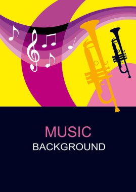 Vektör kalitesinde trompet ile müzik grafiği.
