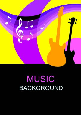 Gitarları vektör kalitesinde olan müzik grafiği.