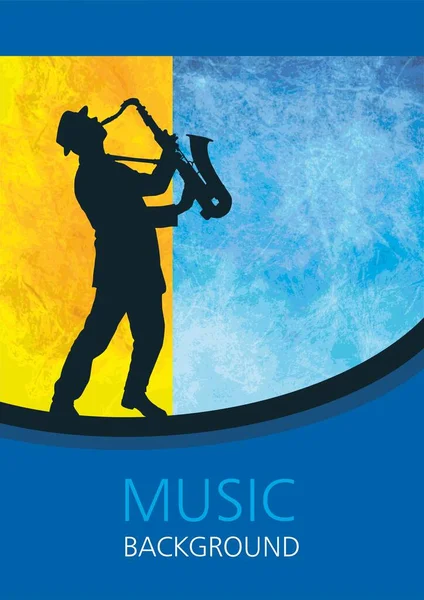 Gráfico Fondo Musical Con Reproductor Saxofón — Vector de stock