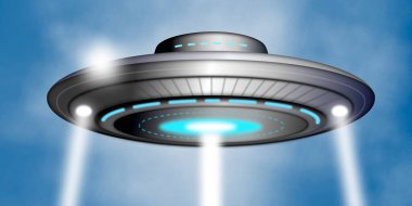 UFO. Uzay gemisi ile bilim kurgu grafiği.
