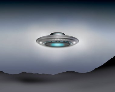 UFO - Uzay gemisi ile bilim kurgu grafiği.