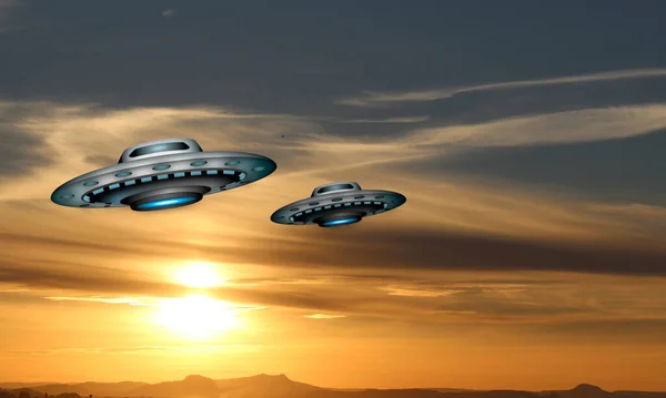 Ufo Gráfico Ficção Científica Com Nave Espacial — Fotografia de Stock