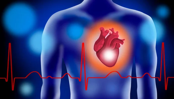 Gráfico Saúde Com Coração Eletrocardiograma — Fotografia de Stock