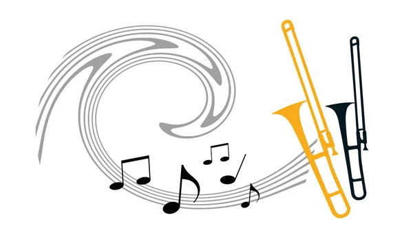 Musik Gráfico Con Trombón Calidad Vectorial — Vector de stock