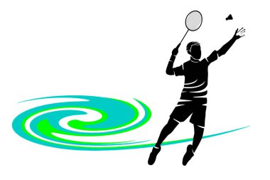 Badminton spor grafiği vektör kalitesinde.