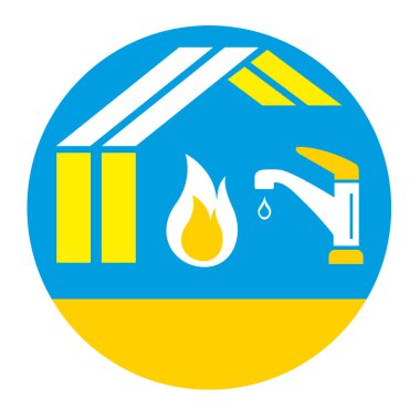 Ateş ve su musluğu olan tesisatçı logosu..