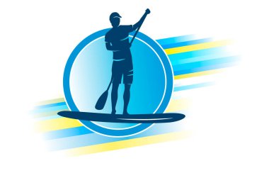 Vektör kalitesinde ayakta yüzme tahtası grafiği.