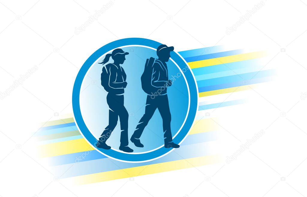 Hiking graphic in vector quality.