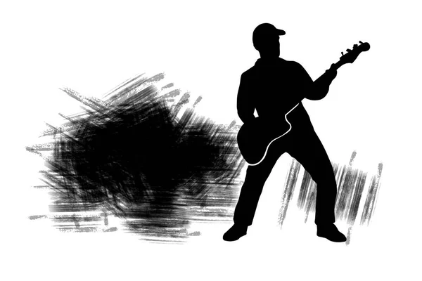 ベクトル品質で水彩の背景を持つギタープレーヤー — ストックベクタ