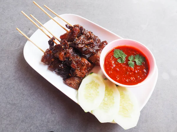 Bbq Beeb Street Food Och Kryddig Suace Thai Stil — Stockfoto