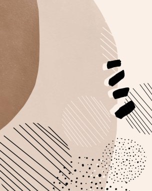 Modern arka plan. Minimalist model. Modern yüzyılın ortalarında soyut şekillerle kolaj.