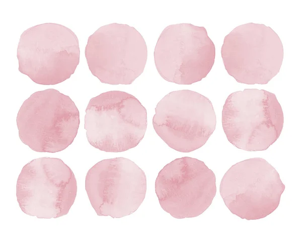 Watercolor Minimalista Formas geométricas. Aquarela Círculos cor de rosa no fundo branco. — Fotografia de Stock