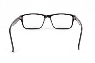 Biraz inek tarzı üzerinde beyaz izole mor göz gözlük bak